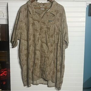 Columbia Lakeside Trail Short Sleeve Delta Rad Palms Print Brown/Cream Shirt 3XL